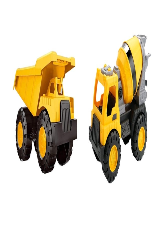 Quasar 4 in 1 Combo Super Builder Dumper Cement Mixture Excavator Dig Dump Truck Toy Friction Powered Pull Back Push and Go Vehicle Toys Truck Set +3 Year Best Gift for Girls Boys - Image 3